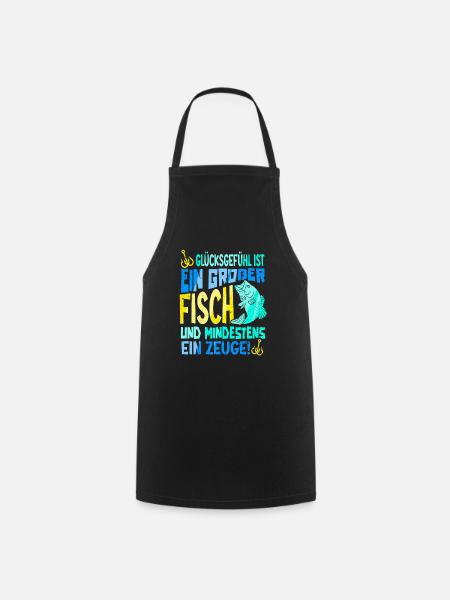 Glücksgefühl Ist Ein Großer Fisch Angeln - Kochschürze - Schwarz