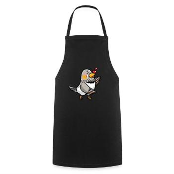 Zebra Finch Bird Kisses Emoticon - Tablier de cuisine - noir - Devant - AI Model Male 185 dark (185cm)