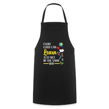 Chaque enfant peut apprendre de la même manière que - Tablier de cuisine - noir - Devant - AI Model Male 185 dark (185cm)