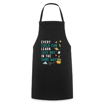 Chaque enfant peut apprendre de la même manière que - Tablier de cuisine - noir - Devant - AI Model Male 185 dark (185cm)