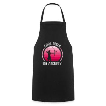 Cool Girls Go Archery Ladies - Cooking Apron - black - Front - AI Model Male 185 dark (185cm)