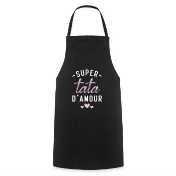 Cadeau Femme Super tata d'amour - Tablier de cuisine - noir - Devant - AI Model Male 185 dark (185cm)
