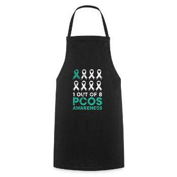 1 Out Of 8 Polycystic Ovary Syndrome Warrior - Cooking Apron - black - Front - AI Model Male 185 dark (185cm)