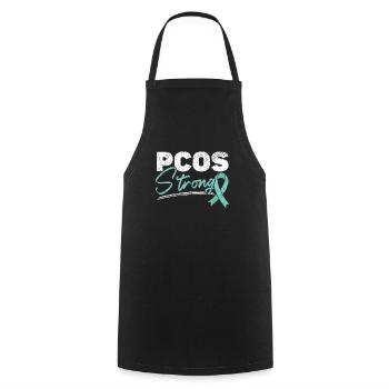 PCOS Starkes polyzystisches Ovarialsyndrom Krieger - Kochschürze - Schwarz - Vorne - AI Model Male 185 dark (185cm)