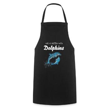 Dolphins Bottlenose Dolphin Ocean Dolphin Lovers - Cooking Apron - black - Front - AI Model Male 185 dark (185cm)