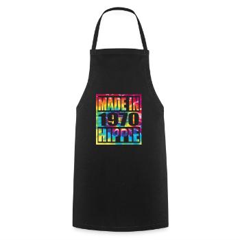 Hippie Birthday 1970 - Cooking Apron - black - Front - AI Model Male 185 dark (185cm)