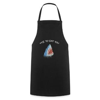 Agréable à manger requin blanc requin - Tablier de cuisine - noir - Devant - AI Model Male 185 dark (185cm)