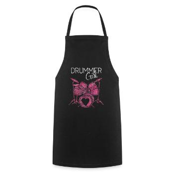Drummer Girl Schlagzeugerin Drumming - Cooking Apron - black - Front - AI Model Male 185 dark (185cm)