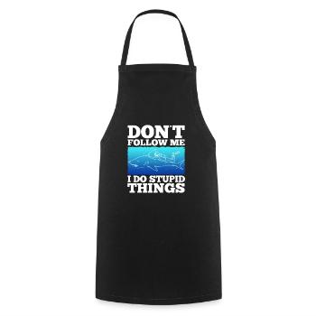 Don't follow me i do stupid things, Skuba Diving - Cooking Apron - black - Front - AI Model Male 185 dark (185cm)