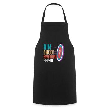 Aim Solve Curse Again Archery - Cooking Apron - black - Front - AI Model Male 185 dark (185cm)