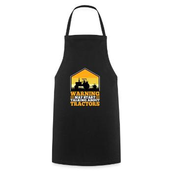 Warning may start talking about tractors - Cooking Apron - black - Front - AI Model Male 185 dark (185cm)