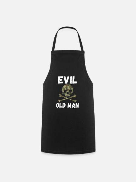Evil old man Der böse Alte Mann Totenkopf - Kochschürze - Schwarz