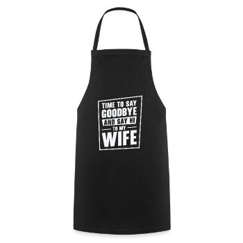 Célibataire Fiancé Mariage Épouse Anniversaire de mariage - Tablier de cuisine - noir - Devant - AI Model Male 185 dark (185cm)
