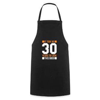 30th Birthday Gift 30 years old Gift idea - Cooking Apron - black - Front - AI Model Male 185 dark (185cm)
