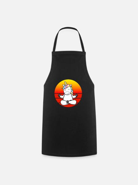 Yoga Unicorn, Meditation Yoga for Children and - Cooking Apron - black