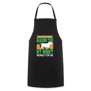 As you read this, My Money Is Working for Me - Cooking Apron - black - Front - AI Model Male 185 dark (185cm)