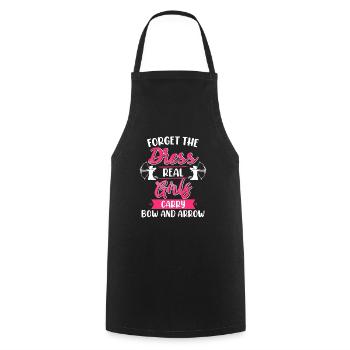 Forget the dress Girls wear bow and arrow - Cooking Apron - black - Front - AI Model Male 185 dark (185cm)