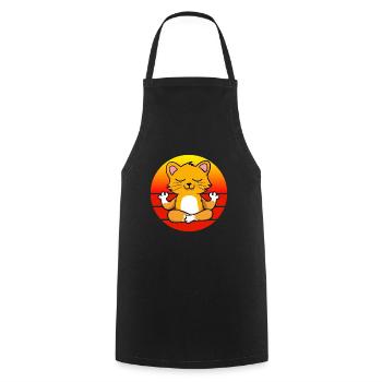 Yoga Cat, Yoga de méditation pour les enfants et les parents - Tablier de cuisine - noir - Devant - AI Model Male 185 dark (185cm)