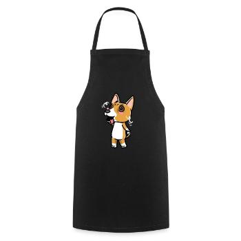 Basenji Hund Emoticon - Kochschürze - Schwarz - Vorne - AI Model Male 185 dark (185cm)