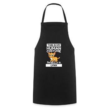 This Is My Human Costume I'm Really A Lynx - Cooking Apron - black - Front - AI Model Male 185 dark (185cm)