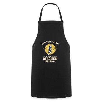Chef Japanese Samurai Cooking Baking Meals - Cooking Apron - black - Front - AI Model Male 185 dark (185cm)