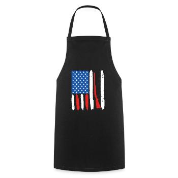 USA Shotgun Weapon Clay Pigeon Shooting - Cooking Apron - black - Front - AI Model Male 185 dark (185cm)