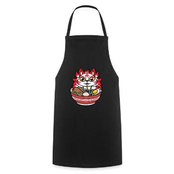 Kitsune Eats Ramen Noodles Anime - Cooking Apron - black - Front - AI Model Male 185 dark (185cm)