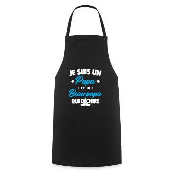 je suis un papa et beau-papa qui déchire - Tablier de cuisine - noir - Devant - AI Model Male 185 dark (185cm)