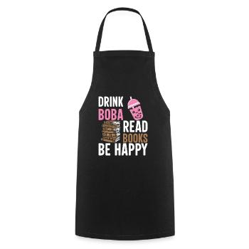 Bookaholic Life Powered By Tea Bubble Gifts Id - Cooking Apron - black - Front - AI Model Male 185 dark (185cm)