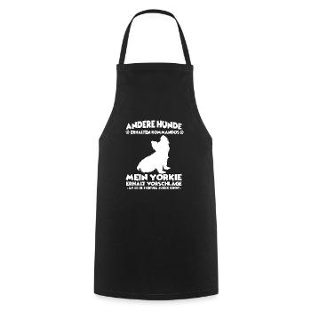 Motif de dressage de chien Yorkshire Terrier Propriétaire de chien - Tablier de cuisine - noir - Devant - AI Model Male 185 dark (185cm)
