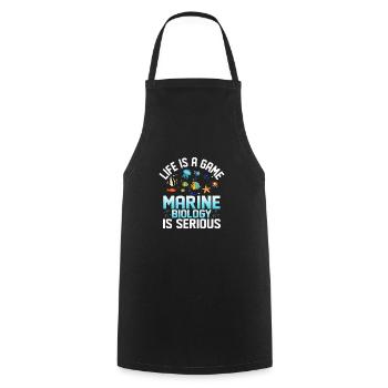 Life Is A Game Marine Biology Is Serious Ocean Stu - Cooking Apron - black - Front - AI Model Male 185 dark (185cm)