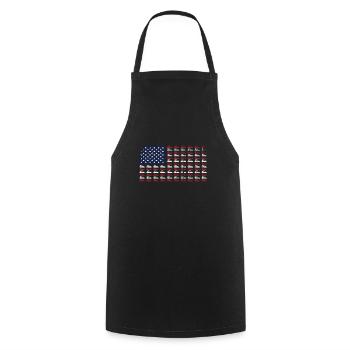 Vintage Pontoon Boating American Flag 4th of July - Cooking Apron - black - Front - AI Model Male 185 dark (185cm)
