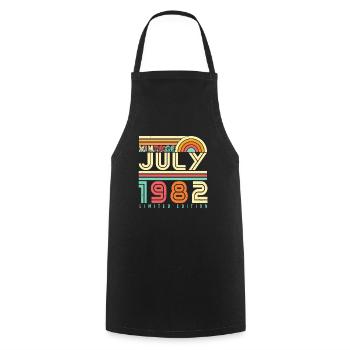 July 1982 40th birthday - Cooking Apron - black - Front - AI Model Male 185 dark (185cm)