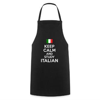 Keep Calm and study Italian - Kochschürze - Schwarz - Vorne - AI Model Male 185 dark (185cm)