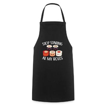 Hör auf, auf meinen Rolls Food Lover japanisches Sushi zu starren - Kochschürze - Schwarz - Vorne - AI Model Male 185 dark (185cm)