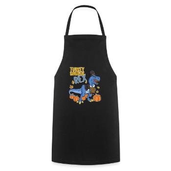Turkey Saurus Rex I TRex Pilgrim Hat I Dinosaur - Cooking Apron - black - Front - AI Model Male 185 dark (185cm)