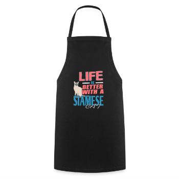 Life Is Better With A Siamese Cat T-Shirt - Cooking Apron - black - Front - AI Model Male 185 dark (185cm)