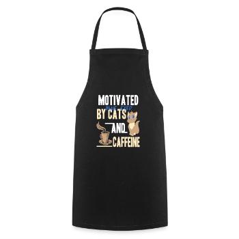 Motivated By Blue Eyed Cats And Caffeine Tea - Cooking Apron - black - Front - AI Model Male 185 dark (185cm)