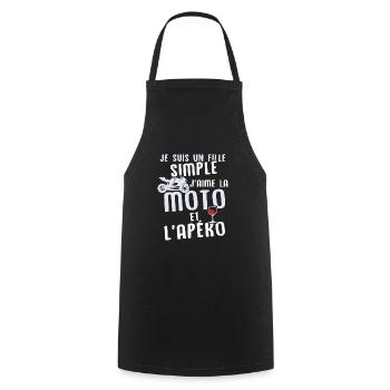 Un fille j'aime les moto et les apéros - Tablier de cuisine - noir - Devant - AI Model Male 185 dark (185cm)