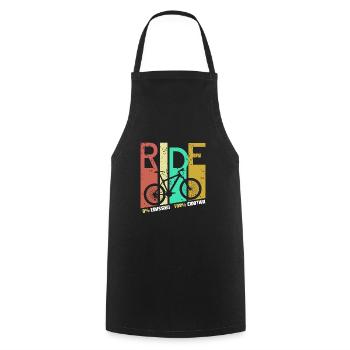 Retro RIDE 0% Emission 100% Emotion Cycling Tea - Cooking Apron - black - Front - AI Model Male 185 dark (185cm)