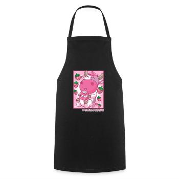 Kawaii Cow Strawberry Milk Anime Japan - Cooking Apron - black - Front - AI Model Male 185 dark (185cm)