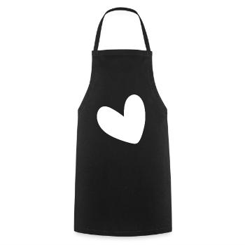 Simple White Heart - Cooking Apron - black - Front - AI Model Male 185 dark (185cm)