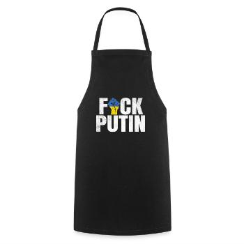 FCK Poutine Ukraine Soutien Solidarité - Tablier de cuisine - noir - Devant - AI Model Male 185 dark (185cm)