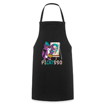 Picatsso Art Teacher Artist Painting Cat Owner - Cooking Apron - black - Front - AI Model Male 185 dark (185cm)