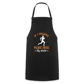 Si je m’effondre s’il vous plaît mettre en pause ma montre - Marathon run - Tablier de cuisine - noir - Devant - AI Model Male 185 dark (185cm)