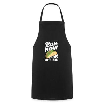 Funny Mexican Running Taco Jogging Run Now - Cooking Apron - black - Front - AI Model Male 185 dark (185cm)