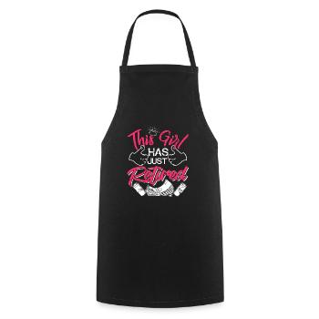 This Girl Has Just Retired Retirement T-Shirt - Cooking Apron - black - Front - AI Model Male 185 dark (185cm)