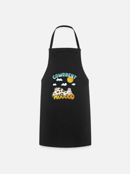Cowrrent Mood - Comic Cow - Cooking Apron - black