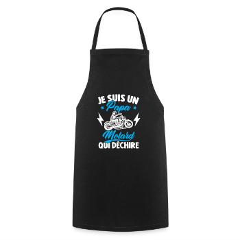 Je Suis Un Papa Motard Qui Déchire - Tablier de cuisine - noir - Devant - AI Model Male 185 dark (185cm)