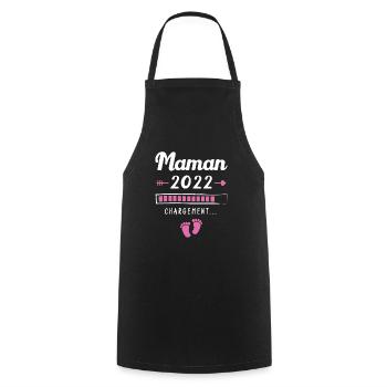 Maman 2022 Chargement, Cadeau future maman - Tablier de cuisine - noir - Devant - AI Model Male 185 dark (185cm)